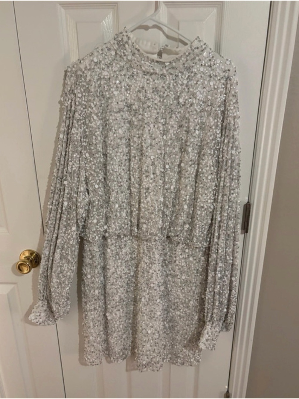 Nasty Gal White Sequin Embellished Dress